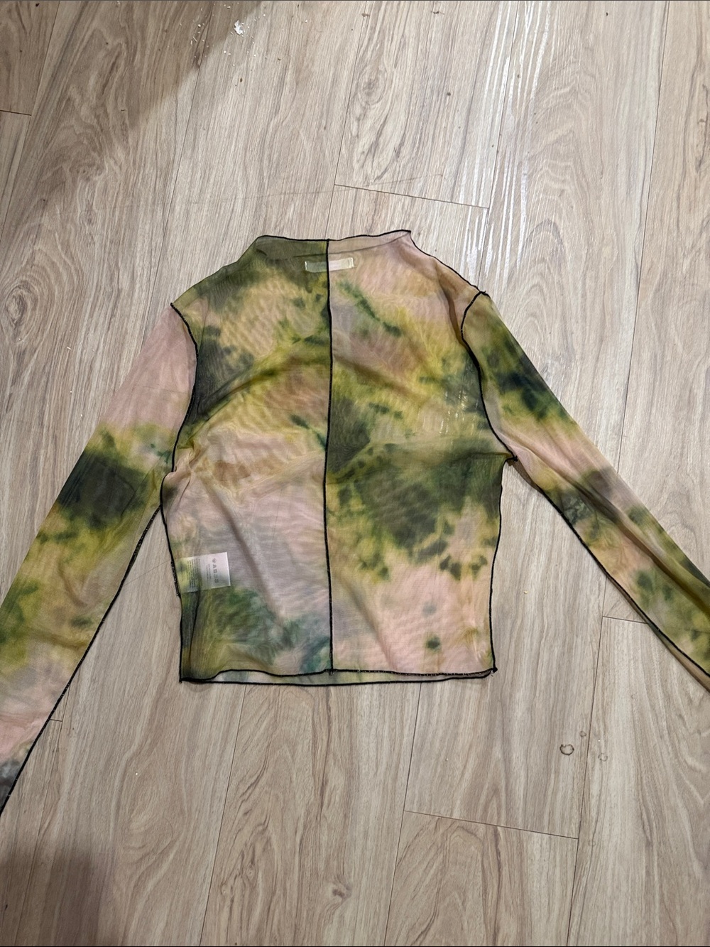 Peppermayo Pink & Olive Tie-Dye Mesh Long Sleeve Top, size 6 (never worn!!) - Picture 3 of 3